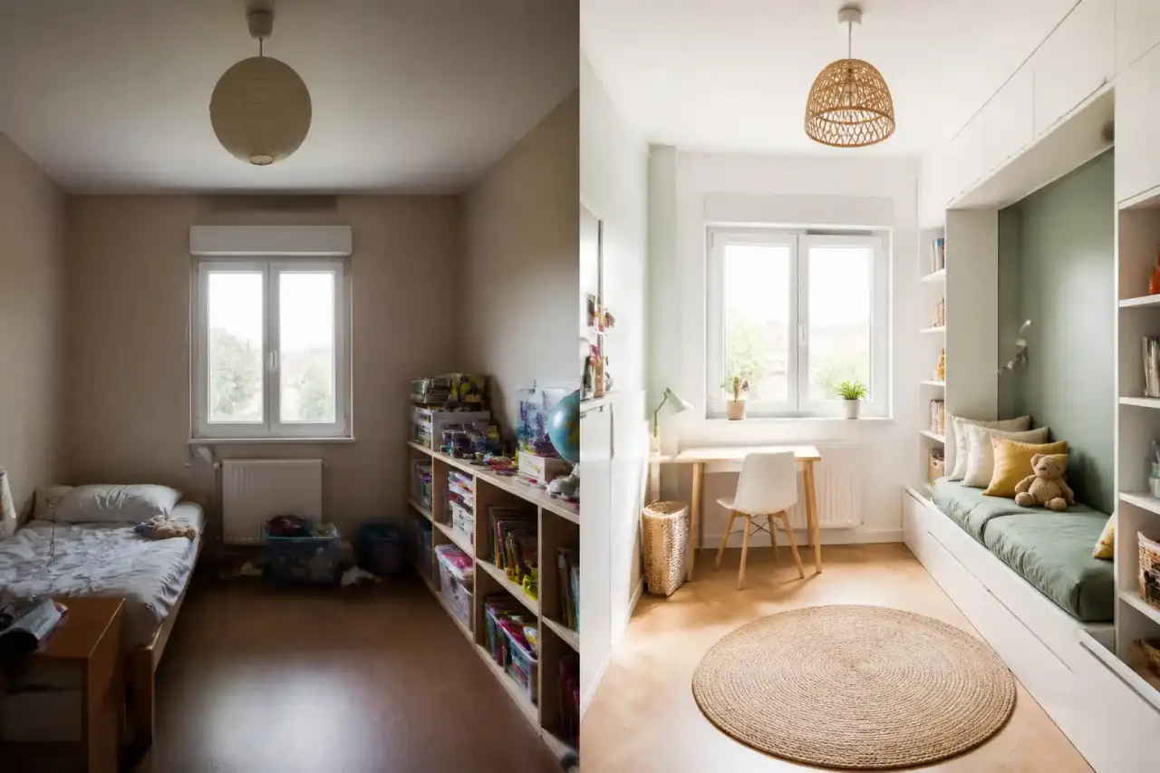 Chambre d’enfant minimaliste, organisée et baignée de lumière naturelle